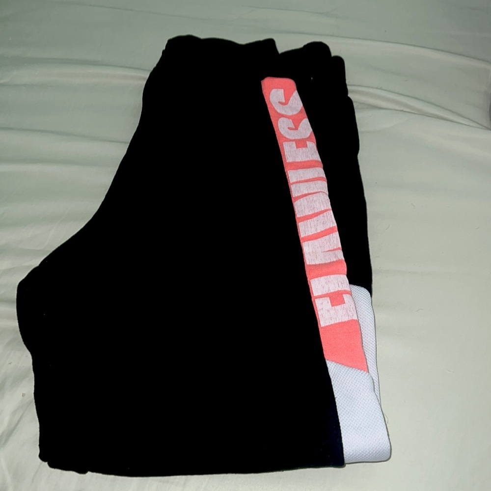 Ladies sweat pants, black pink and white with mesh legs, no draw string, 3x